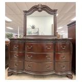 English Manor Style 9 Drawer Dresser w/ Mirror