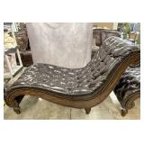 Tufted Leather Like Chaise Lounge