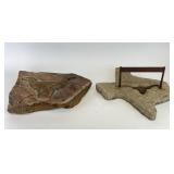 Cast Iron Concrete Boot Scraper & Carved Limestone
