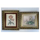 Three Dimensional Flowers in Gilt Frames - Signed