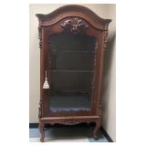 6 FT Solid Oak Carved Wood Display Cabinet