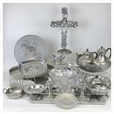 Pewter Trays, Platters, Tea Set & More