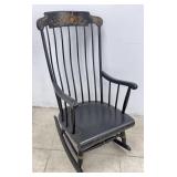 Vintage Black Stenciled Windsor Rocking Chair