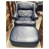 Leather Style Contemporary Armchair w/ Ottoman