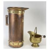Copper & Brass Coal Ash Scuttle Bucket & More