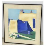 Original Chalk Pastels on Paper, "Blue Pueblo w/