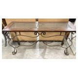 Wrought Iron & Glass Console Table