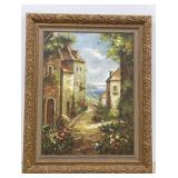 5 FT Gilt Framed Oil on Canvas European Landscape