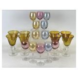 Assortment of Colored Glass Stemware