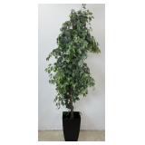 7.5 FT Faux Ficus in Hammered Metal Pot