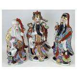 Chinese 3 Star Gods Hand Painted Porcelain Statues