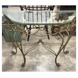 Demilune Metal Table w/ Glass Top