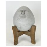 Moai Style Sculpture on Wood Stand