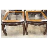 Traditional Wooden Glass Top Accent Tables