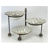 MacKenzie-Childs Serving Stand & 3 Bowl Set