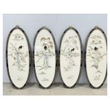 Vintage Oriental Geisha Lacquer Wall Plaques