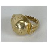 14KT Polished Orb Ring w/ Etched Stars