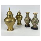 Cloisonne Vases & Brass Ginger Jars