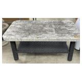 Stone Top Wicker Outdoor Coffee Table