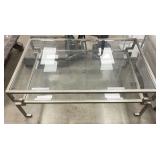 Metal Frame Glass Top Tiered Coffee Table