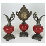 Vintage Style Rococo Revival 3-Piece Mantel Clock