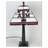 Texas A&M Slag Glass Table Lamp With Metal  Base