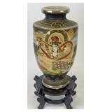 Hand Painted Japanese Satsuma Moriage Vase