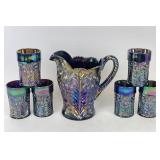 Imperial Lenox Amethyst Carnival Glass Water Set