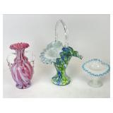 Vintage Fenton & Murano Art Glass Vases & Basket