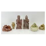 Hand Carved Soapstone Figurines, Trinket Box &