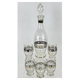Mid Century Modern Glass Decanter & Glasses