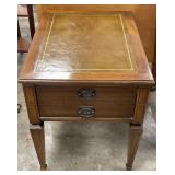 Vintage Federal Style Leather Top End Table