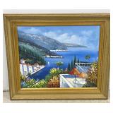Gilt Framed Acrylic Painting on Canvas - Signed