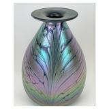 Hand Blown Iridescent Butterfly Veining Vase