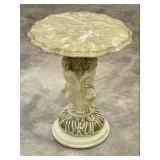 Carved Cherub Marble Top Accent Table