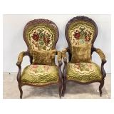 Vintage Victorian Walnut Armchairs