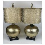 Hollywood Regency Glass Lamps w/ Lampshades