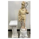 Stucco Knight Statue & Pedestal