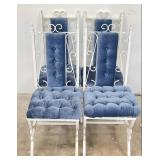 Wrought Iron Chairs w/ Tufted Upholstery