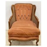 Mid Century Vintage Tufted & Cane Side Chair