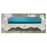 Scrollwork Wooden Bench w/ Cushion