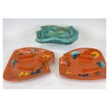 Mid Century California US Glazed Pottery Ash Trays