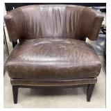 Sherrill Leather Barrel Back Chair