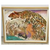 Acrylic on Paper "Searching Leopard" by M. Mille