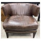 Sherrill Leather Barrel Back Chair