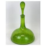 Blenko Style Green Crackle Glass Decanter