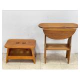 Vintage Pine Drop Leaf Table & Step Stool