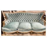Vintage French Provincial Tufted Velvet Sofa