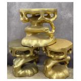 Hand Carved Sculptural Wood Stools