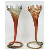 2 FT Vintage Stretched Amber Swirl Art Glass